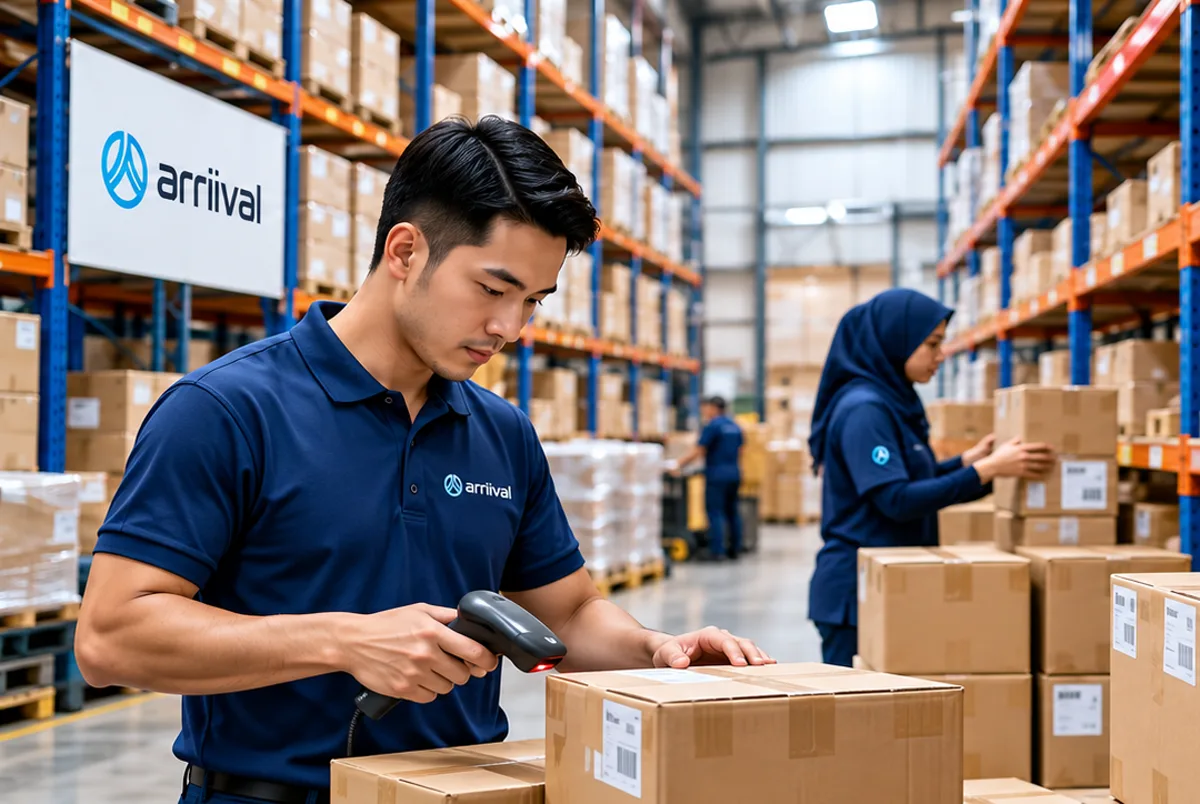 ARRIIVAL staff scanning cartons in an East Malaysia warehouse