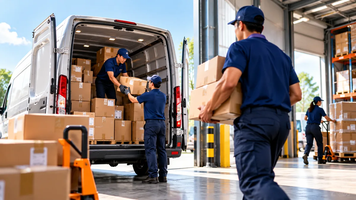 ARRIIVAL team loading boxes into a van for local dispatch