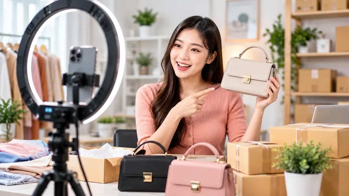Live seller broadcasting a product