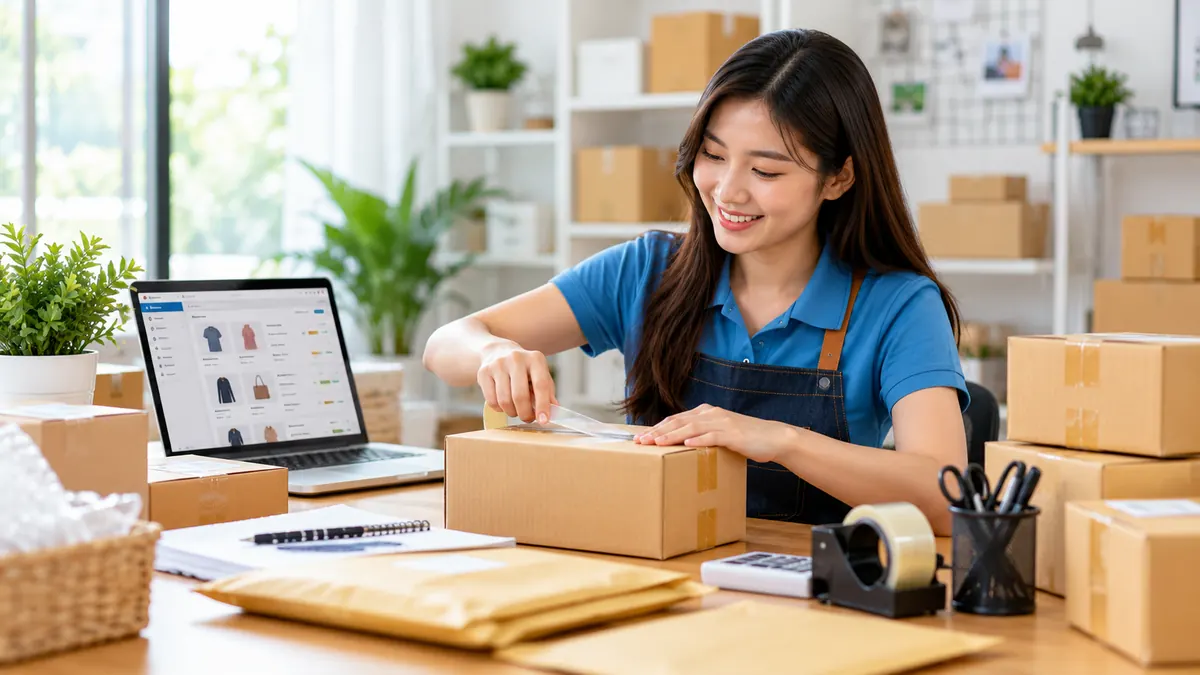 Online seller ready to fulfil an order